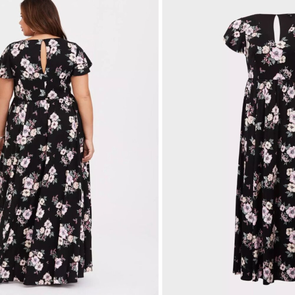 Torrid Black Floral Challis Maxi Dress - Picture 7 of 7
